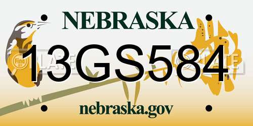 13GS584 Nebraska License Plate