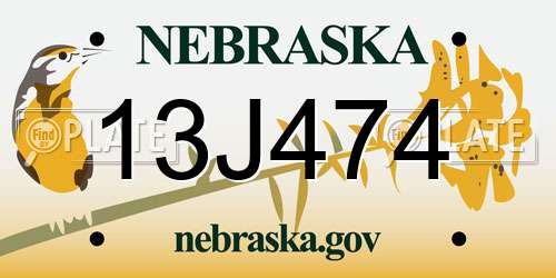 13J474 Nebraska License Plate