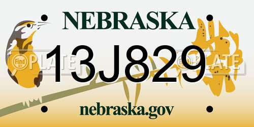 13J829 Nebraska License Plate