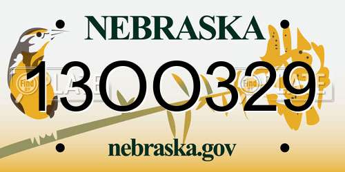 13OO329 Nebraska License Plate