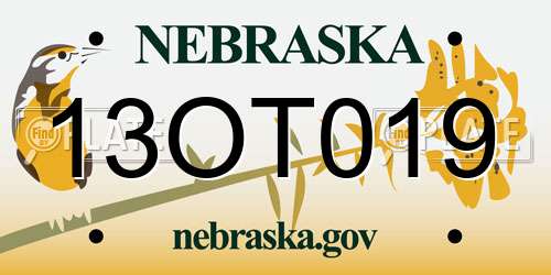 13OT019 Nebraska License Plate