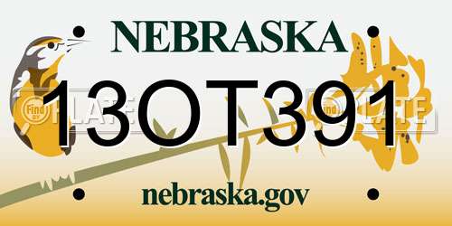 13OT391 Nebraska License Plate
