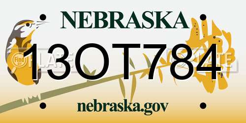 13OT784 Nebraska License Plate