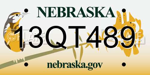 13QT489 Nebraska License Plate