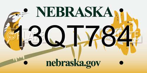 13QT784 Nebraska License Plate