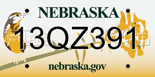 13QZ391 Nebraska License Plate