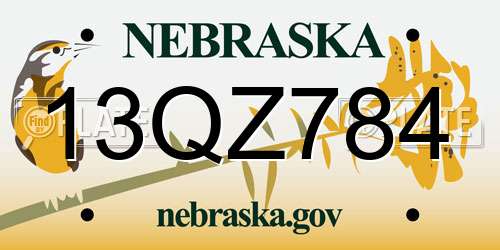 13QZ784 Nebraska License Plate