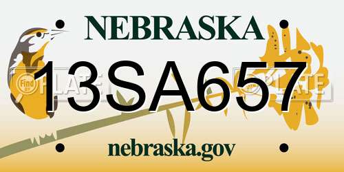 13SA657 Nebraska License Plate