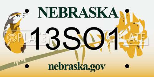 13SO1 Nebraska License Plate