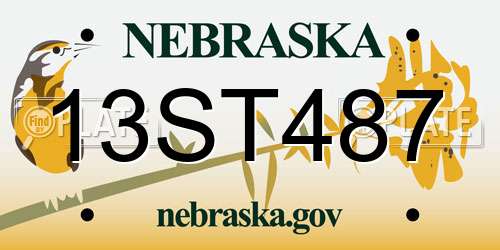 13ST487 Nebraska License Plate