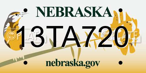 13TA720 Nebraska License Plate