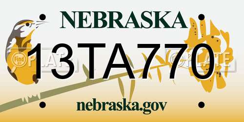 13TA770 Nebraska License Plate
