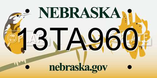 13TA960 Nebraska License Plate