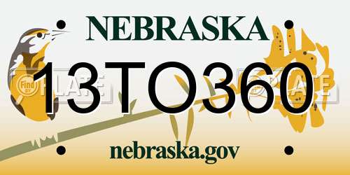 13TO360 Nebraska License Plate