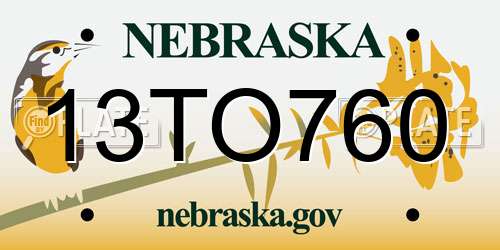 13TO760 Nebraska License Plate