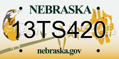 13TS420 Nebraska License Plate