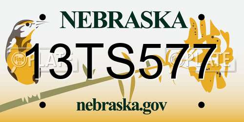 13TS577 Nebraska License Plate