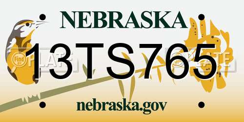 13TS765 Nebraska License Plate