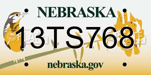 13TS768 Nebraska License Plate