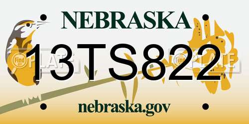 13TS822 Nebraska License Plate