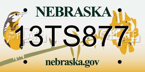 13TS877 Nebraska License Plate