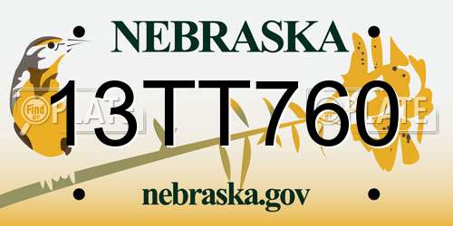 13TT760 Nebraska License Plate