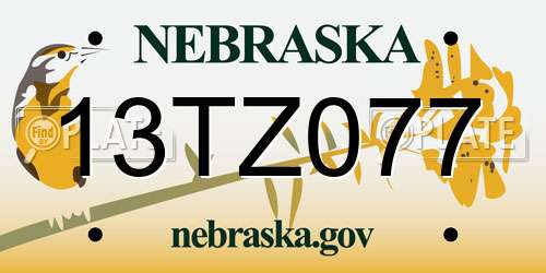13TZ077 Nebraska License Plate