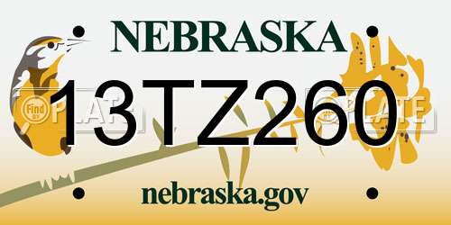 13TZ260 Nebraska License Plate