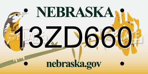 13ZD660 Nebraska License Plate