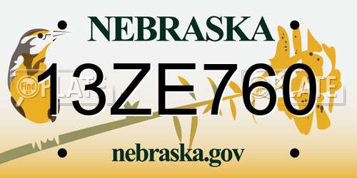 13ZE760 Nebraska License Plate