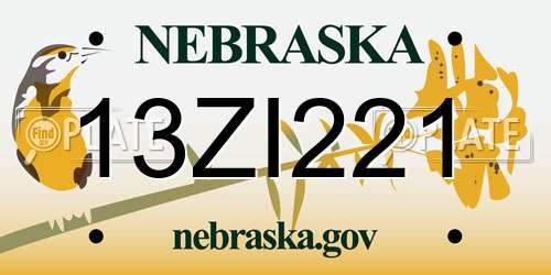 13ZI221 Nebraska License Plate