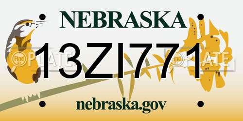 13ZI771 Nebraska License Plate