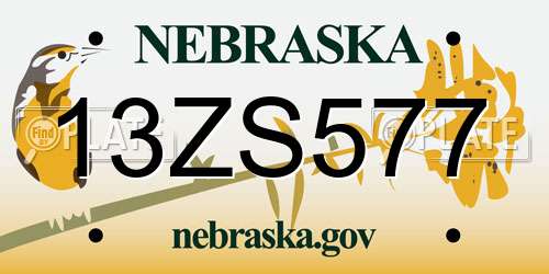 13ZS577 Nebraska License Plate