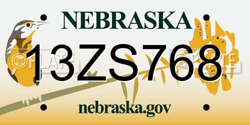 13ZS768 Nebraska License Plate