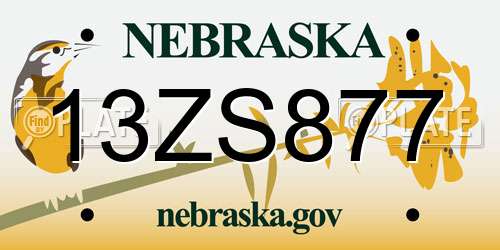 13ZS877 Nebraska License Plate