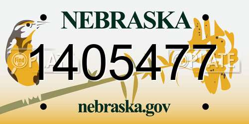 1405477 Nebraska License Plate