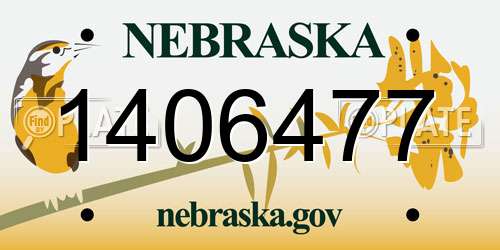 1406477 Nebraska License Plate