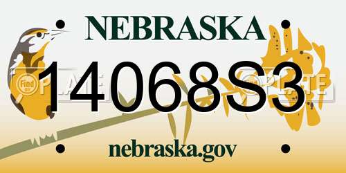 14068S3 Nebraska License Plate