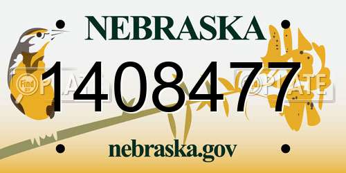 1408477 Nebraska License Plate