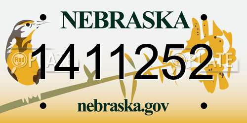 1411252 Nebraska License Plate