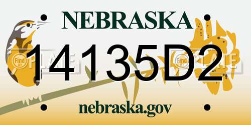 14135D2 Nebraska License Plate
