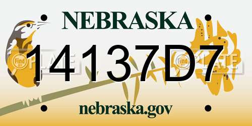 14137D7 Nebraska License Plate