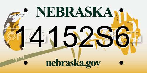 14152S6 Nebraska License Plate