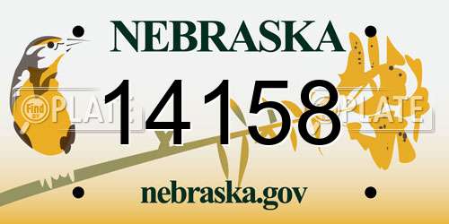 14158 Nebraska License Plate