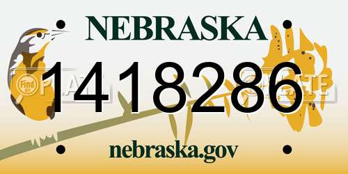 1418286 Nebraska License Plate