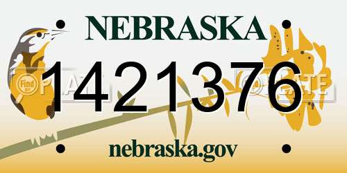 1421376 Nebraska License Plate