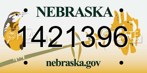 1421396 Nebraska License Plate