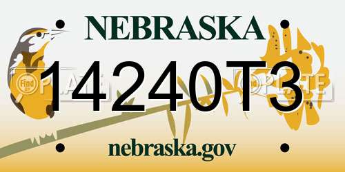 14240T3 Nebraska License Plate