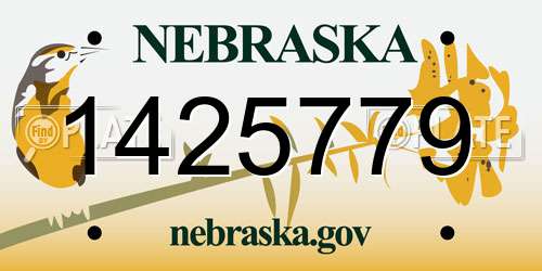 1425779 Nebraska License Plate