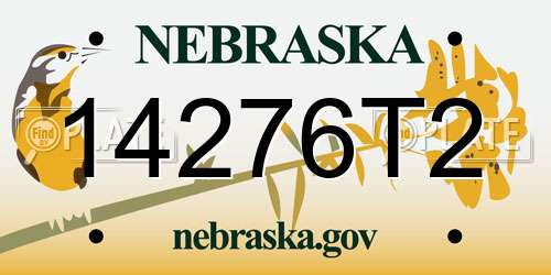 14276T2 Nebraska License Plate